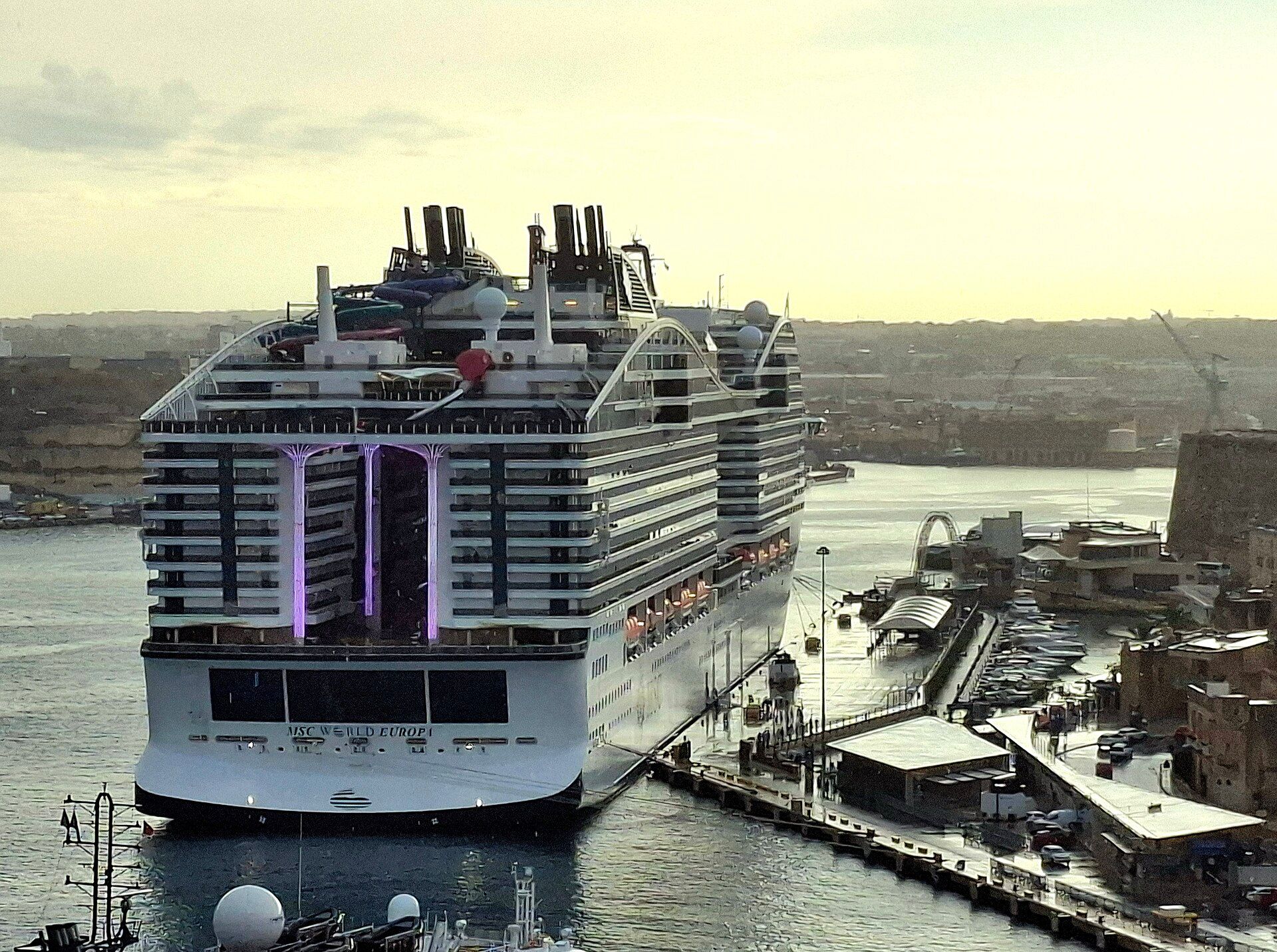 MSC World Europa in port at Valletta, Malta