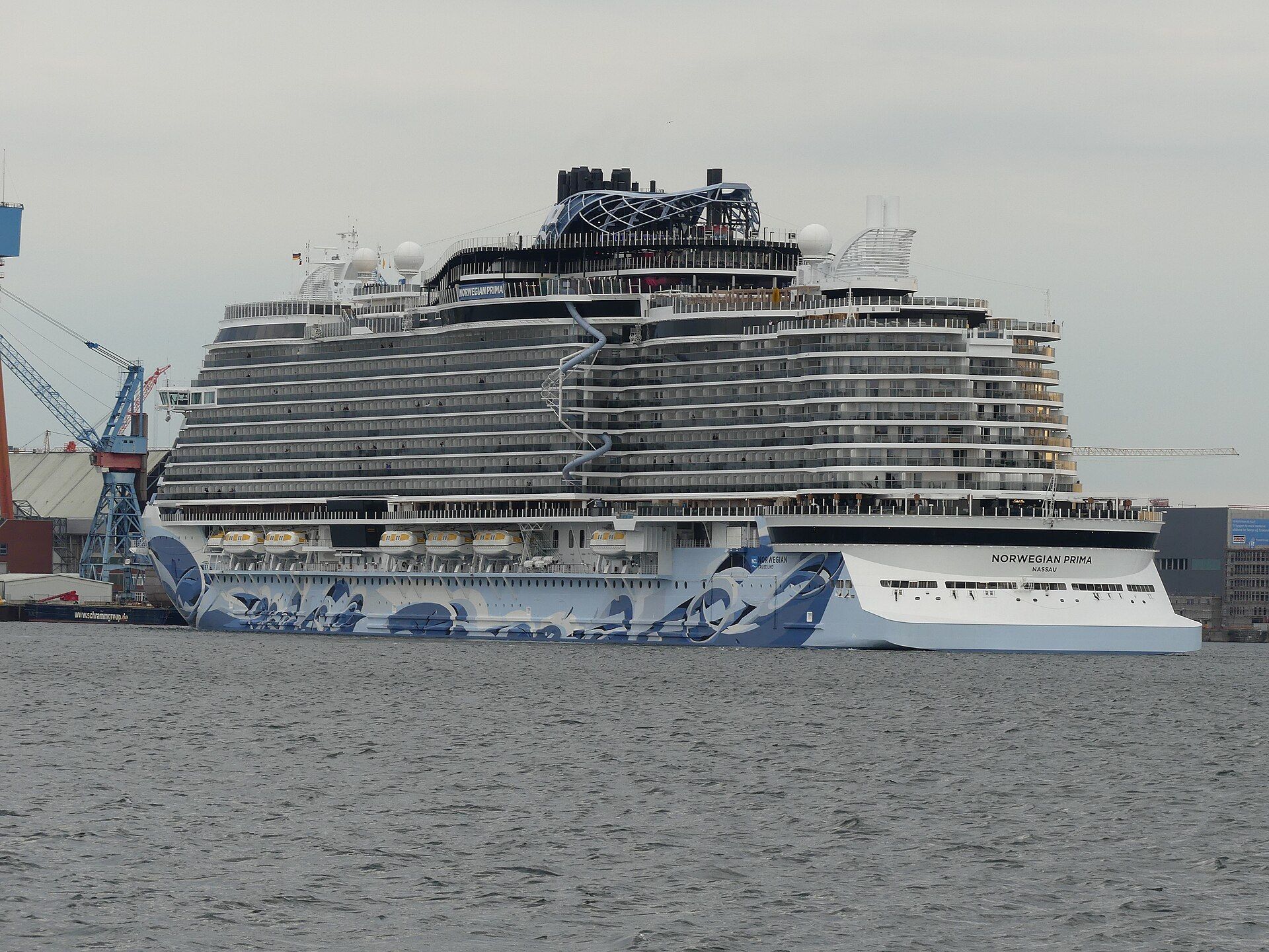 Norwegian Prima entering the port of Kiel, Germany