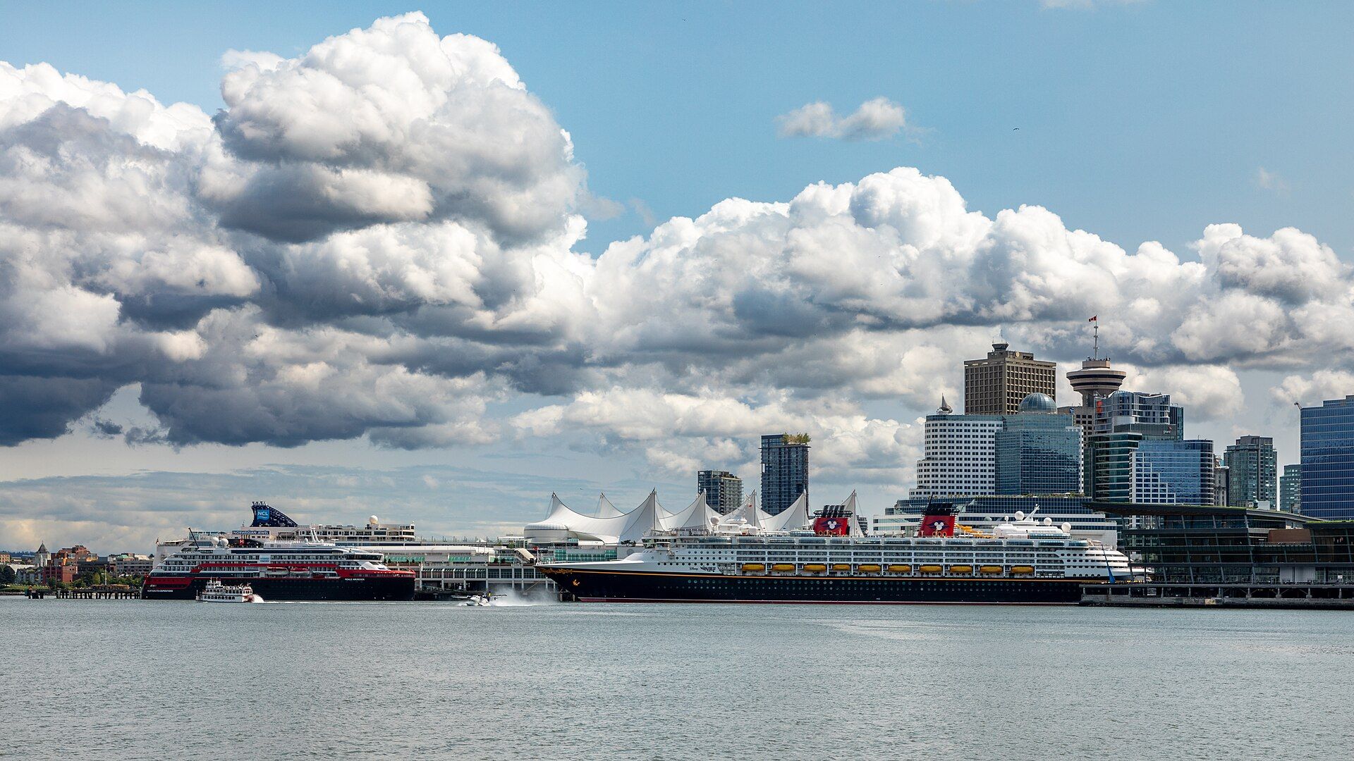 Norwegian Jewel, Roald Amundsen and Disney Wonder at Canada Place, Vancouver