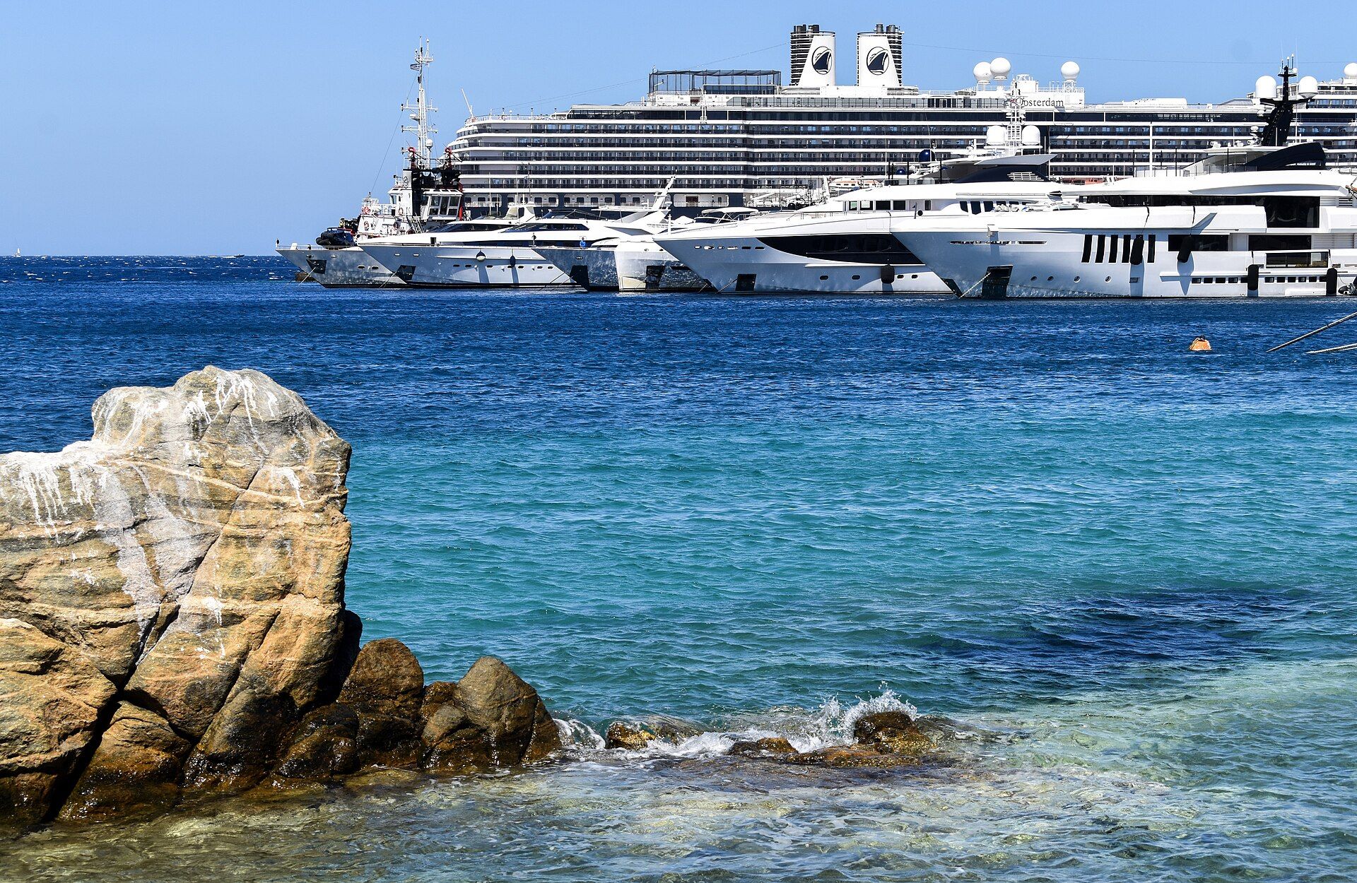 Cruise ships off the coast of Mykonos, Greece
