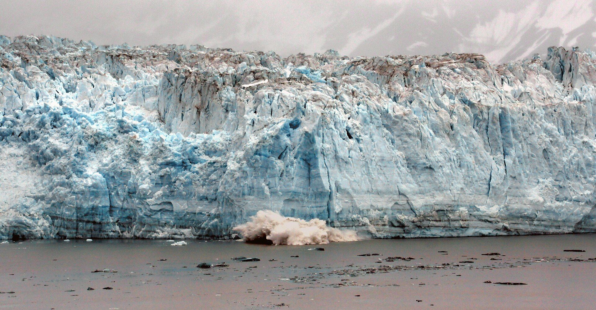 Hubbard Glacier meeting the sea in Alaska