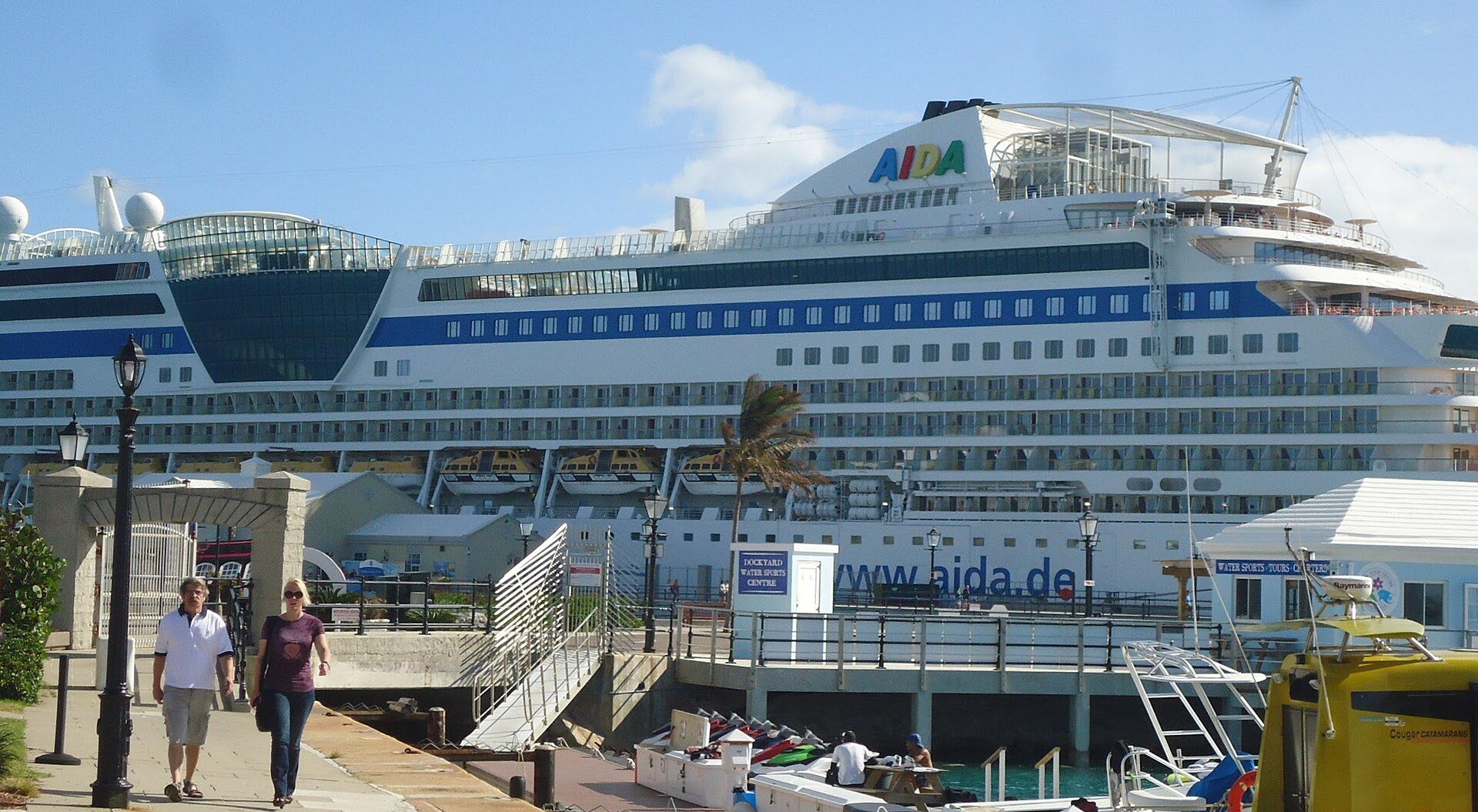 A cruise ship docked in Bermuda