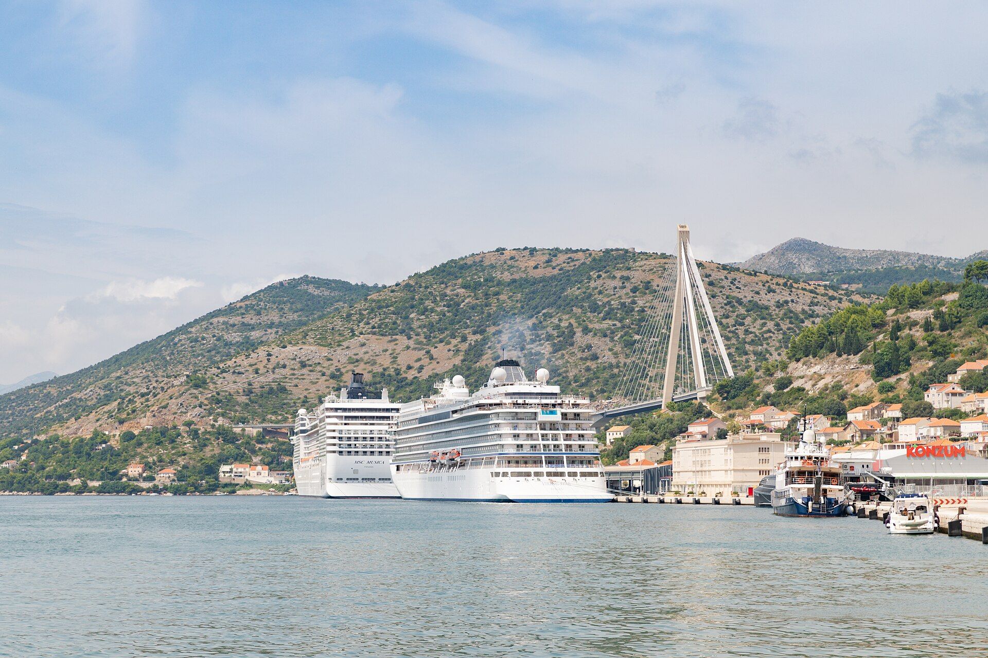 Cruise ships at the Dubrovnik cruise port in Croatia