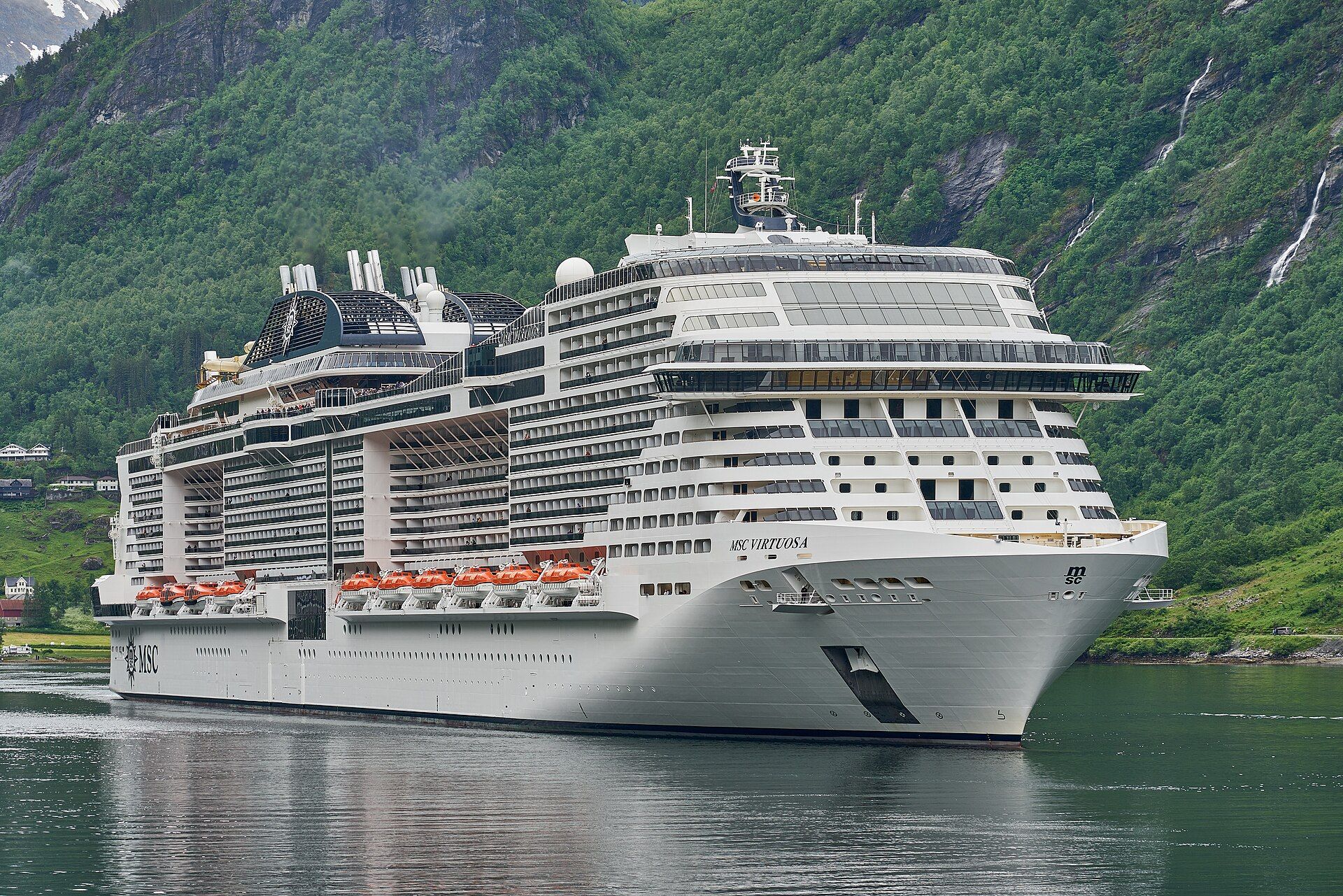 MSC Virtuosa in the Geirangerfjord, Norway