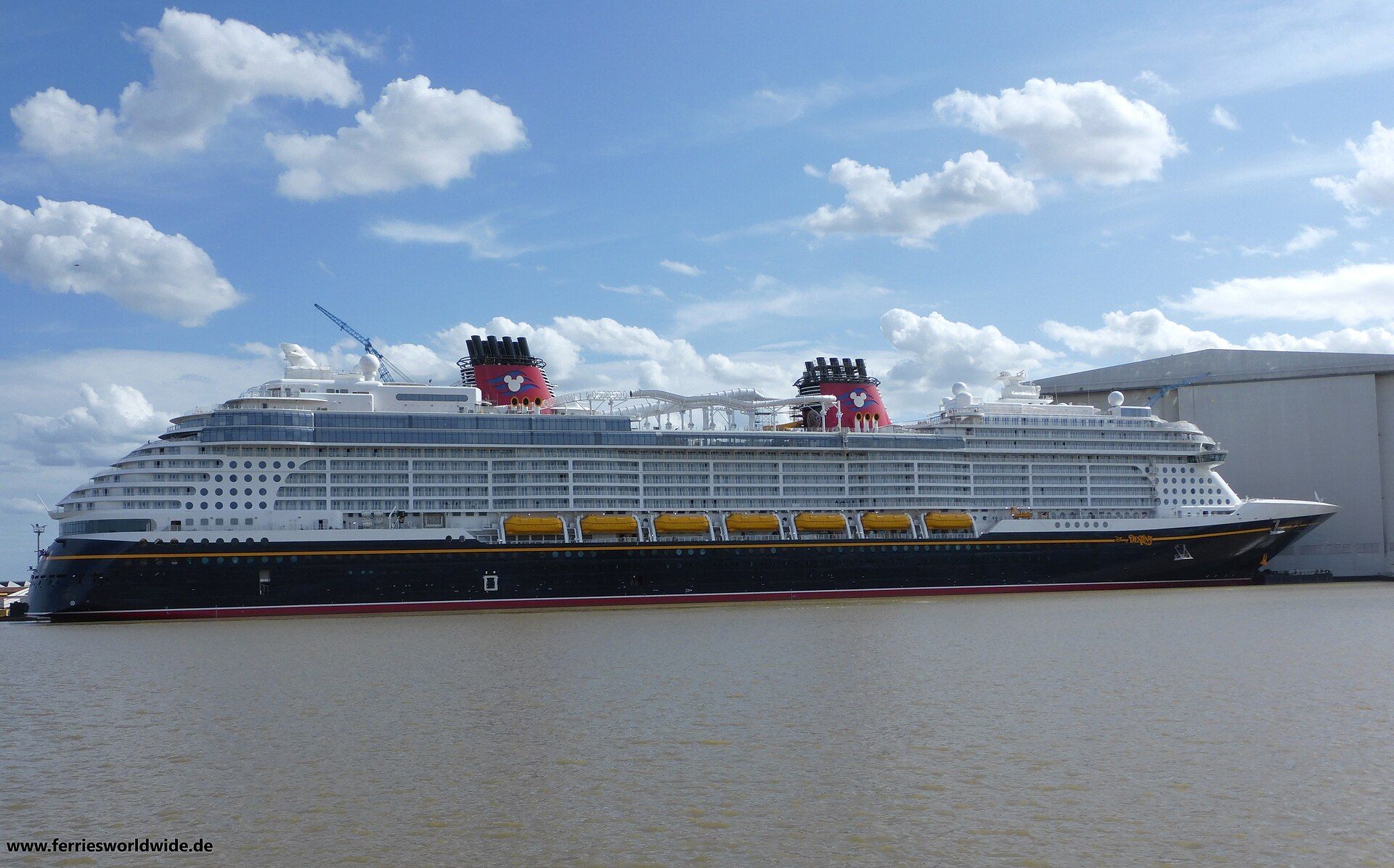 Disney Destiny at the Meyer Werft shipyard in Papenburg, Germany, before delivery