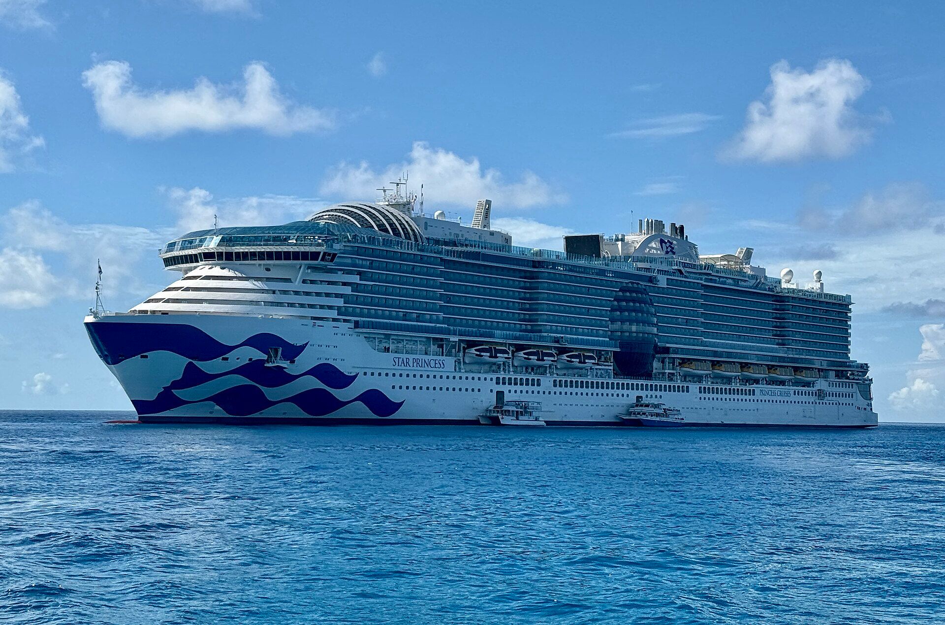Star Princess anchored off Princess Cays in the Bahamas